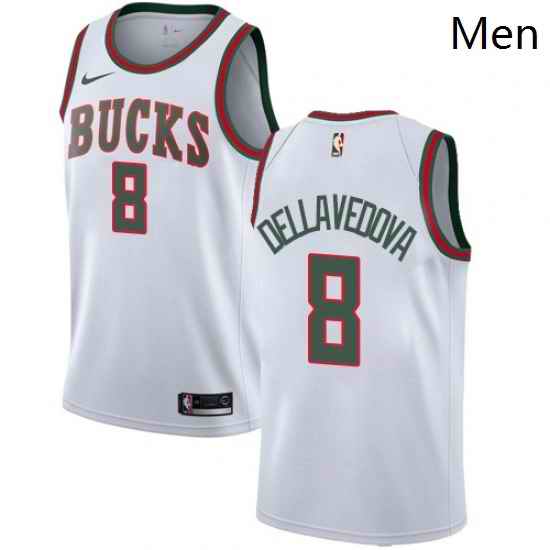 Mens Nike Milwaukee Bucks 8 Matthew Dellavedova Authentic White Fashion Hardwood Classics NBA Jersey